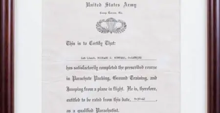 Dick Winters Airborne Qualification Certificate