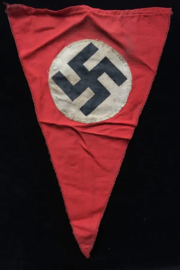 Original WWII Era German NSDAP (Nazi Party) Cloth Parade Pennant Type Flag Brought Home By A U.S. Veteran Certified