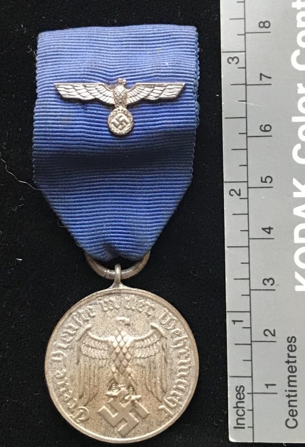 Original WWII German FOUR YEAR LONG SERVICE MEDAL. WITH EAGLE CYPHER ...