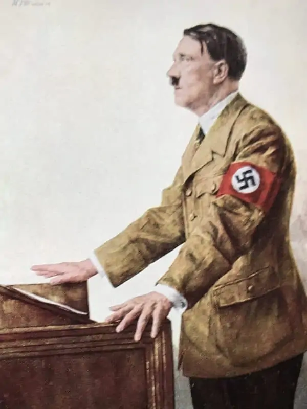 Original Classic Adolf Hitler Colorized Photo Postcard By Hoffman Circa 1930â€™s By Certified By The Gettysburg Museum Of History