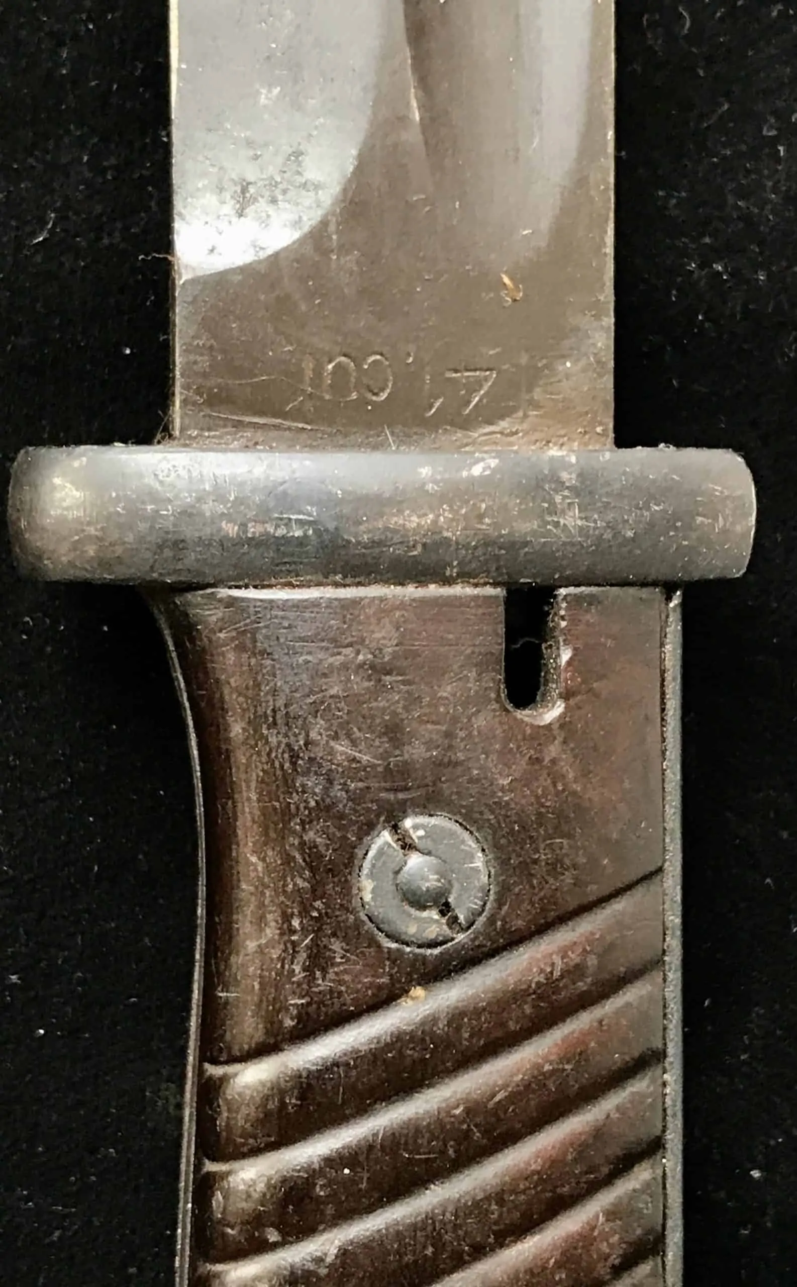 Handle detail of original German K98 bayonet from WWII