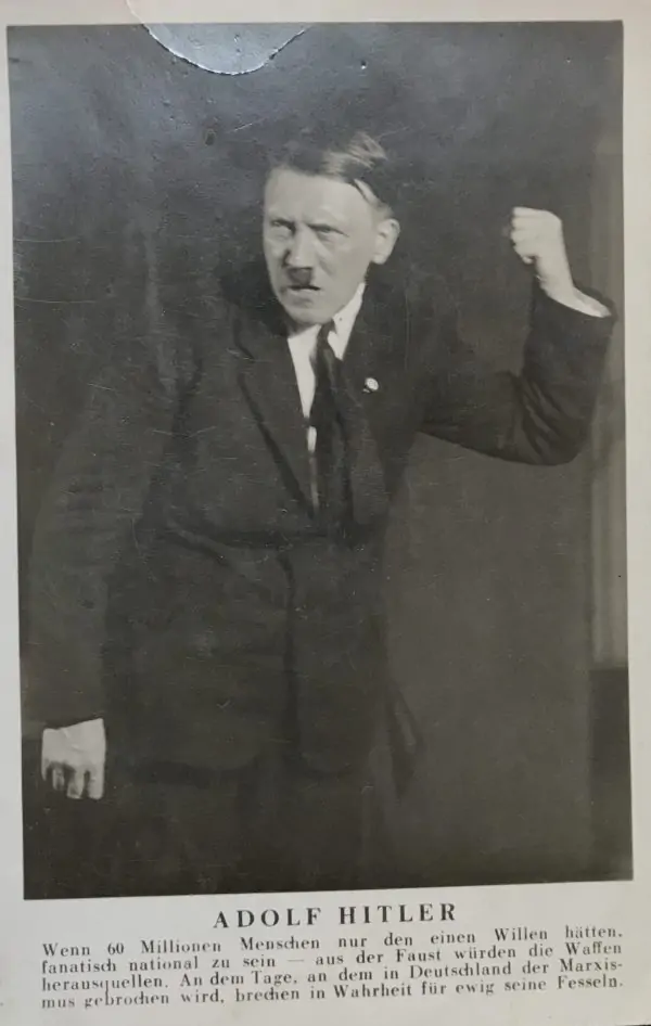 VERY RARE Pulled Classic Adolf Hitler Photo Postcard By Hoffman Circa 1920â€™s By Certified By The Gettysburg Museum Of History