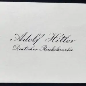 Adolf Hitlerâ€™s Personal Calling Card Captured From Schloss Klessheim By A U.S. Captain Certified