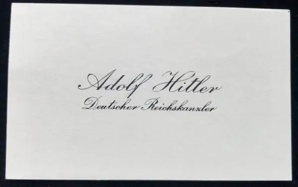 Adolf Hitlerâ€™s Personal Calling Card Captured From Schloss Klessheim By A U.S. Captain Certified