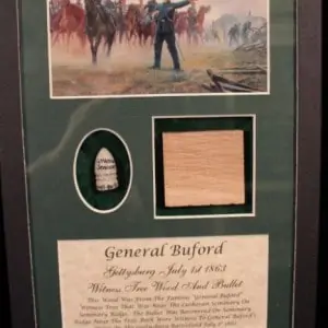 General Buford Witness Wood And Authetic Bullet Display Battle Of Gettysburg