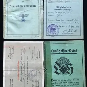 PAPERS PLEASE! A Group Of WWII Era NSDAP (NAZI) Papers And Identity Documents Certified By The Gettysburg Museum Of History