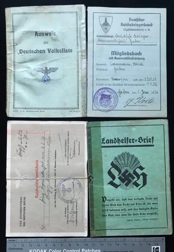 PAPERS PLEASE! A Group Of WWII Era NSDAP (NAZI) Papers And Identity Documents Certified By The Gettysburg Museum Of History