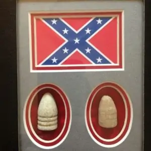 Confederate Flag Collectors Relic Box With Authentic Civil War Bullets