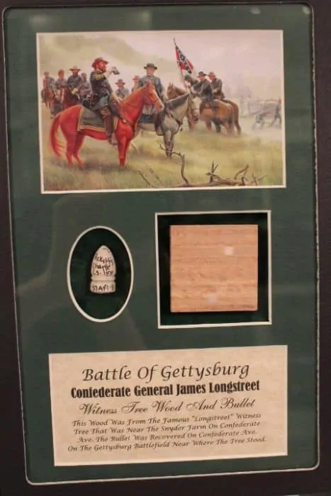 General Longstreet Witness Wood And Authetic Gettysburg Bullet Display