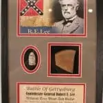 Confederate Flag Gen. Lee's Headquarters Witness Wood And Civil War Bullet Gettysburg