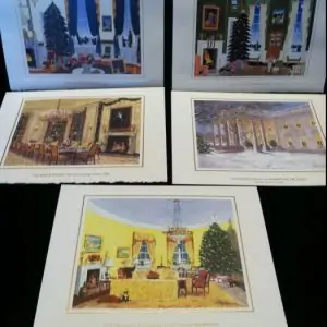 Set Of 5 Different President Bill Clinton Presidential White House Christmas Cards Printed Signatures