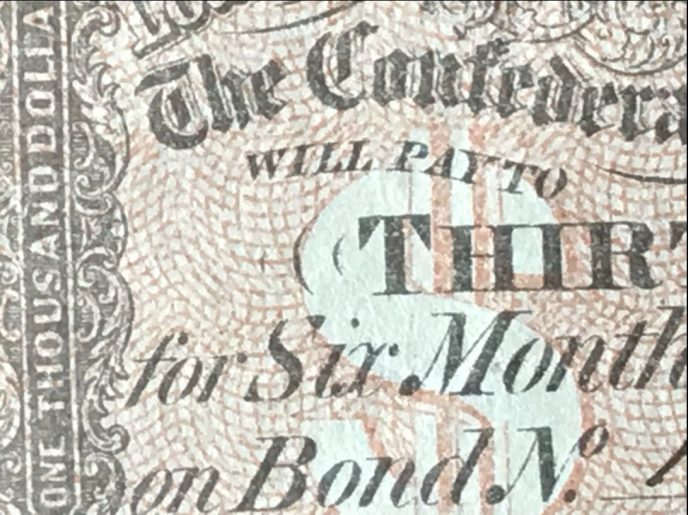 Confederate Bond Coupon - 1864 Confederate States Bond