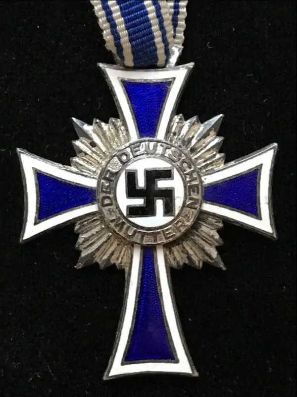 Original WWII Era German Motherâ€™s Cross Ehrenkreuz der Deutschen Mutter In Silver Certified