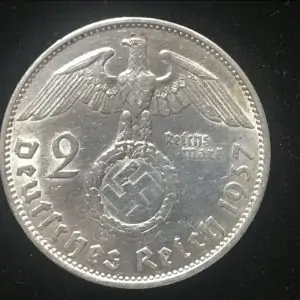 Original WWII German 2 Mark Nazi Silver Coin With Hindenburg And National Eagle Certified