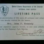 Jackie Kennedy's Personally Owned National Park Service Lifetime Pass Issued Just After The Assassination 11/26/63