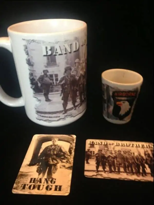 Band Of Brothers Hang Tough Mug, Shot Glass, and 2 Magnet Collector Set.