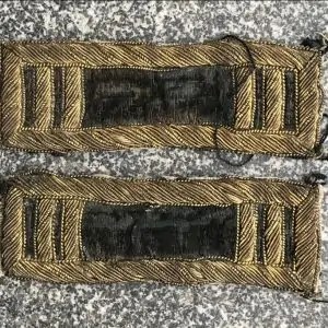 Original Matching Set Of Civil War Bullion Captain's Shoulder Boards Uniform Removed