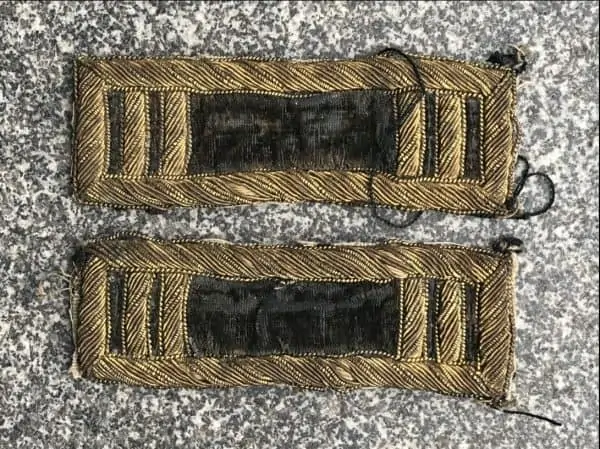 Original Matching Set Of Civil War Bullion Captain's Shoulder Boards Uniform Removed