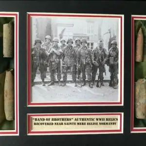 Authentic WWII Relics Recovered At The Airborne Area Sainte Mere Eglise Normandy D-Day In Collectorâ€™s Glass Case