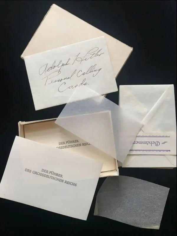 Adolf Hitlerâ€™s Personal Calling Card Captured From Schloss Klessheim By A U.S. Captain Certified