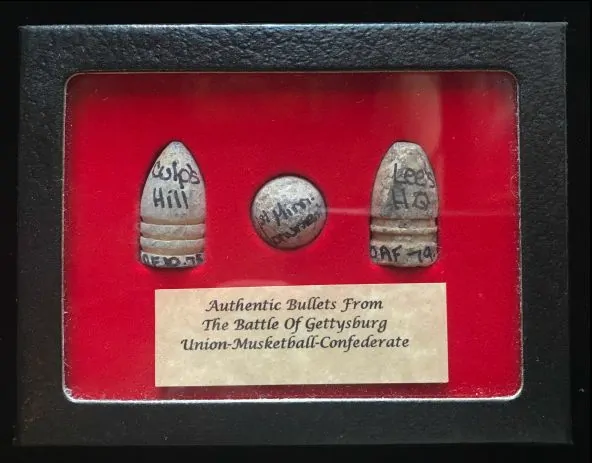 Civil War Authentic outlet Bullets/Relics in Glass Case