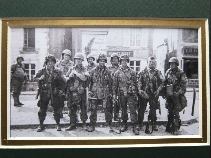 Band of Brothers-related World War II memorabilia in a collector's display at the Gettysburg Museum