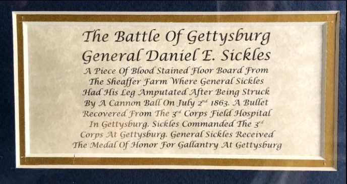 General Sickles at Gettysburg Civil War artifact