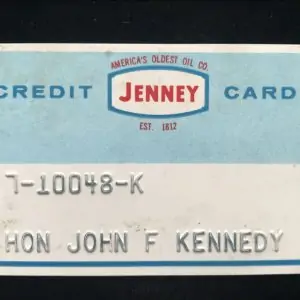 John F. Kennedy's Personally Owned/Used Jenny Gas Credit Card "Hon John F. Kennedy" JFK