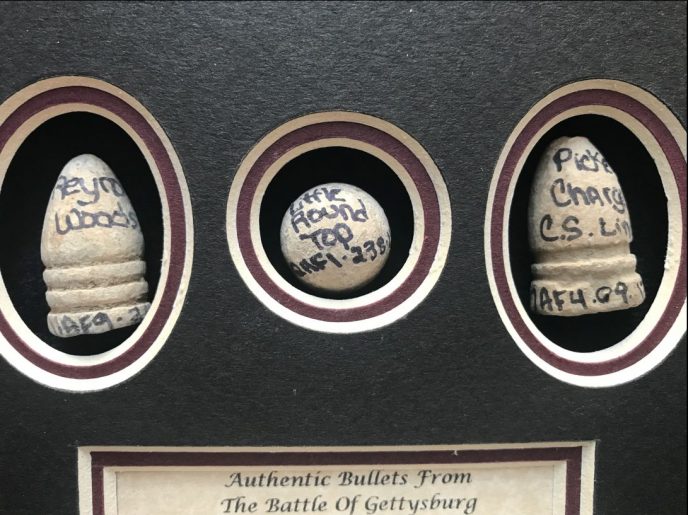 Civil War Treasures: Authentic Gettysburg Bullets Display