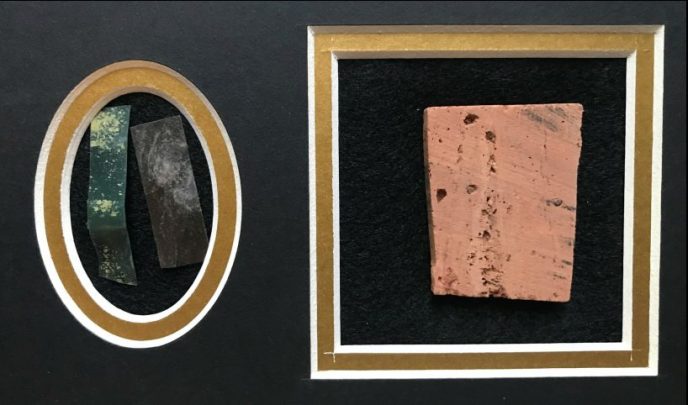 Brick from Adolf Hitler's Berghof with camo piece in deluxe glass case