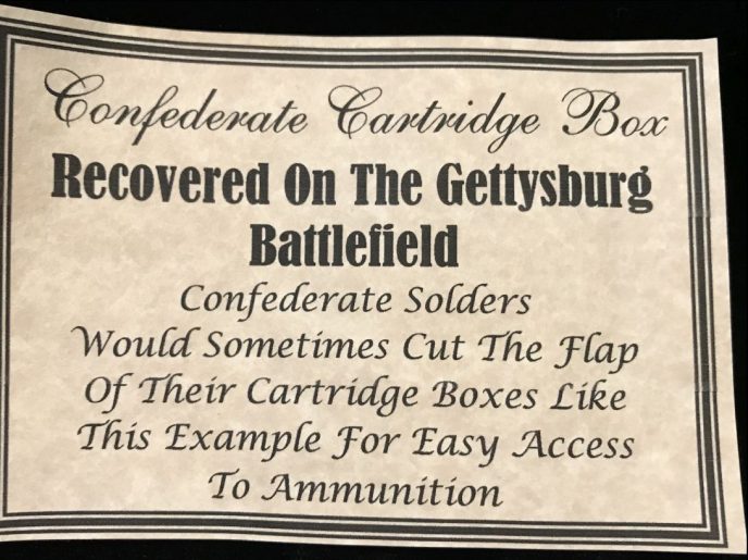 Ink cartridge box relic collected after Battle of Gettysburg