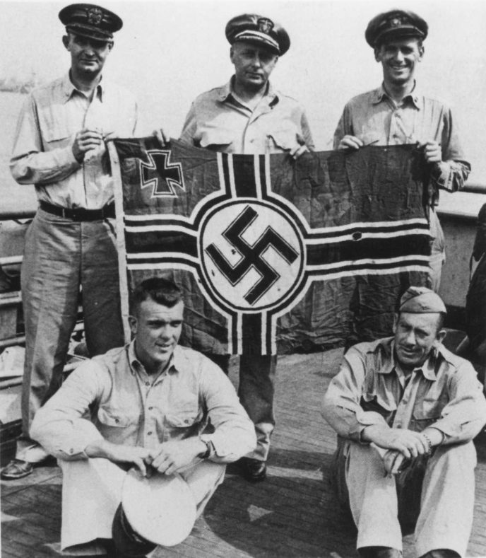 Original German Reichskriegsflagge, a Nazi national war flag from WWII, part of a museum collection