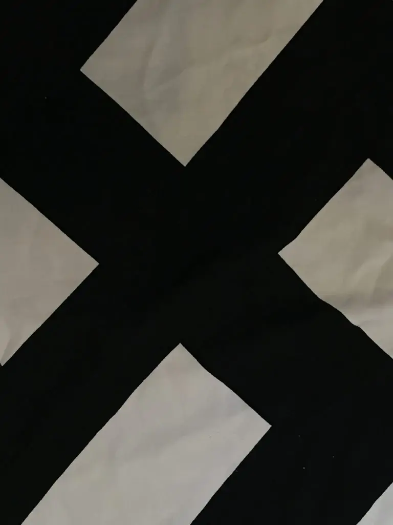 Close-up view of the Nazi Party flag fabric and stitching details