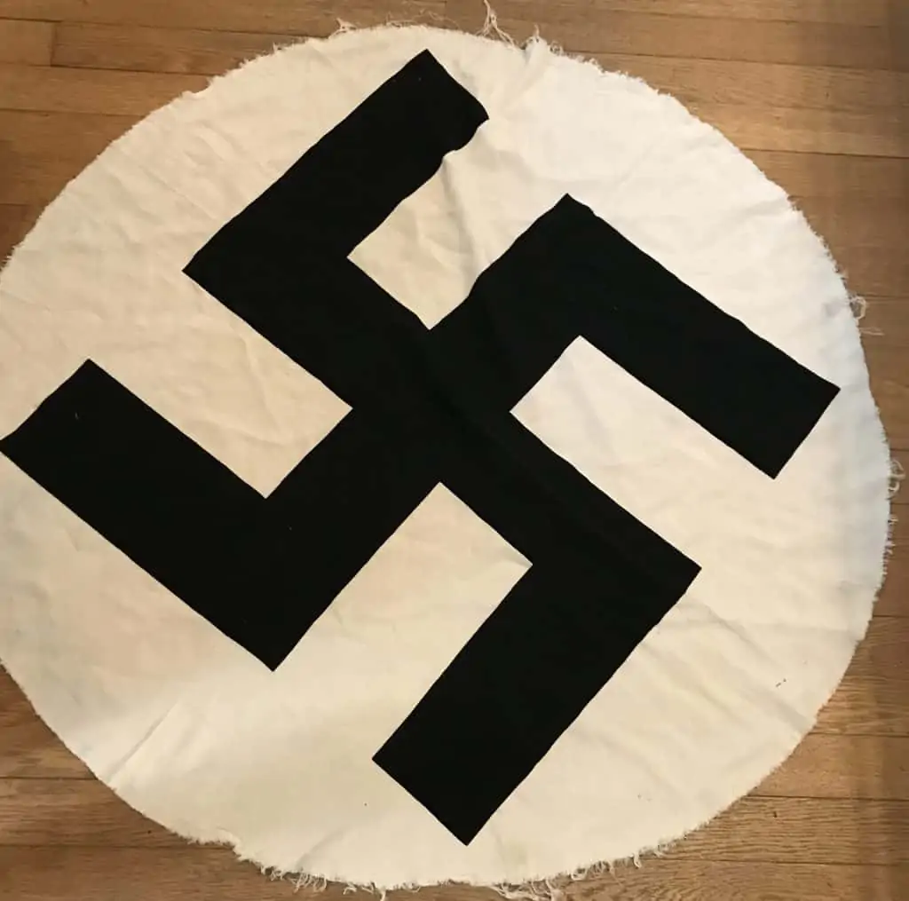 Large original WWII-era Nazi Party flag with swastika center