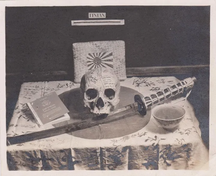 WWII Japanese trophy skull, displayed as a war relic at the Gettysburg Museum of History