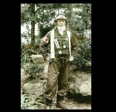 Photo of a WWII Japanese pilot in flight gear