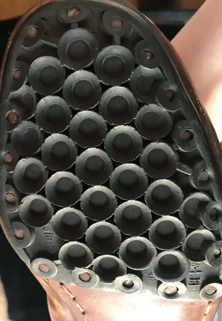 Detailed view of the sole of WWII Japanese pilot's flight boots