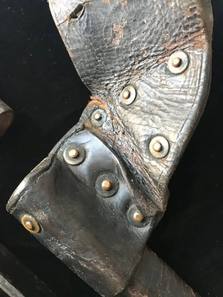 Civil War-era Springfield bayonet with scabbard, displayed at the Gettysburg Museum of History