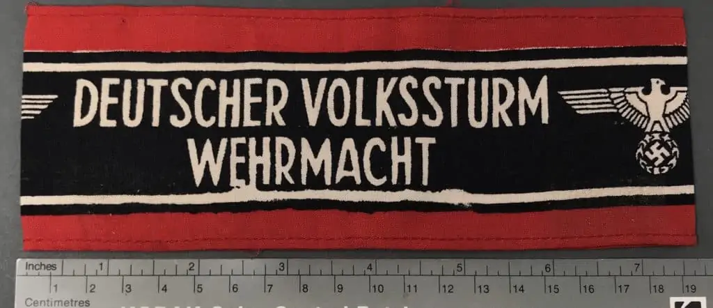 Original WWII German Deutscher Volkssturm Wehrmacht armband, brought home by a U.S. veteran