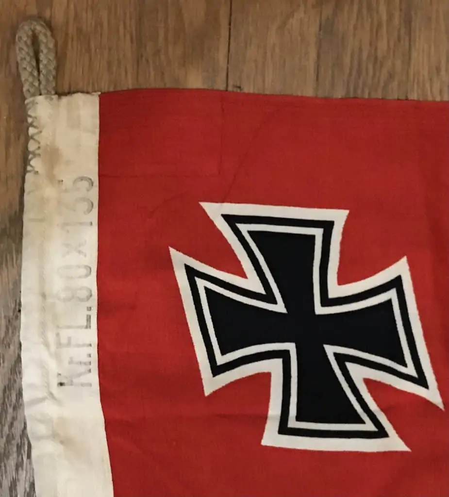 German Reichskriegsflagge with maker’s markings, part of a WWII relic collection