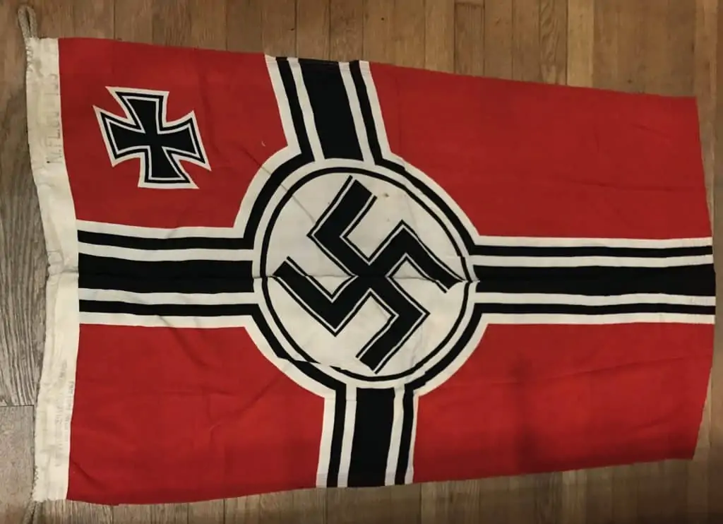 Original WWII German NSDAP Nazi national war flag displayed at the Gettysburg Museum of History