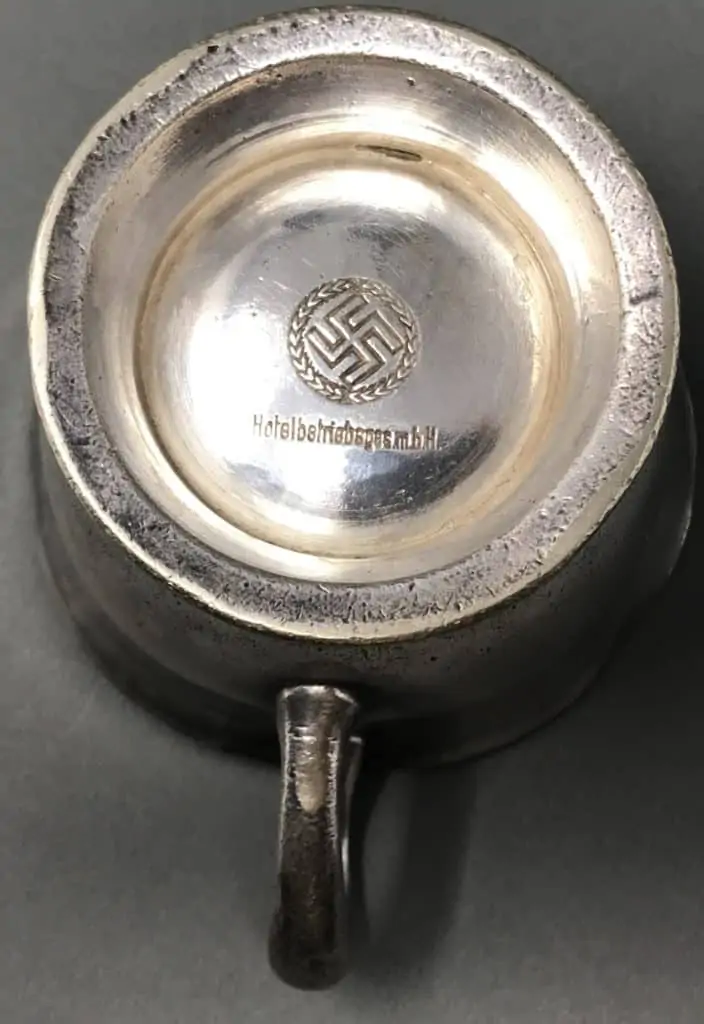 Side view of the Nazi Party silver creamer