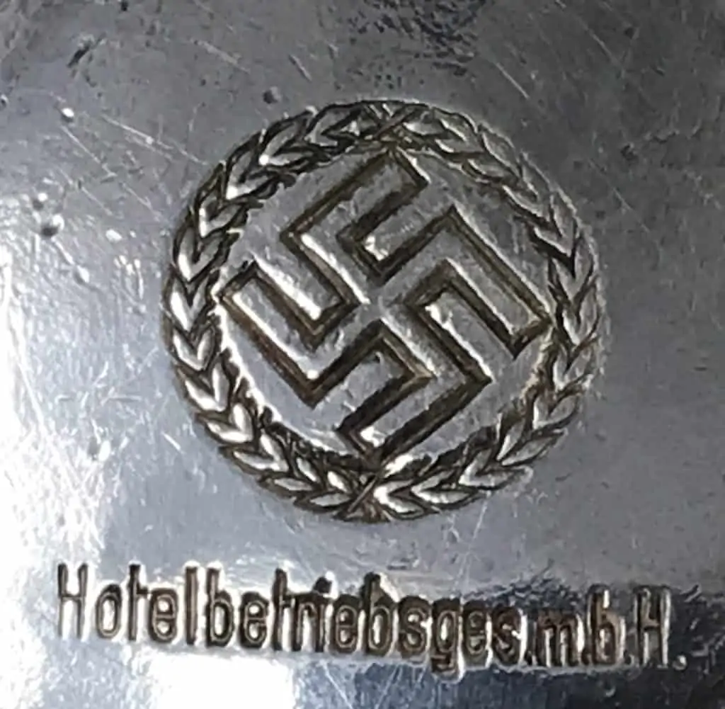 Bottom view showing Hotelbetriebsges marking on silver creamer