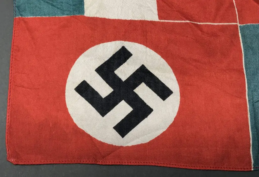 Rare WWII-era flag representing the alliance between Italy and Nazi Germany during Mussolini's visit