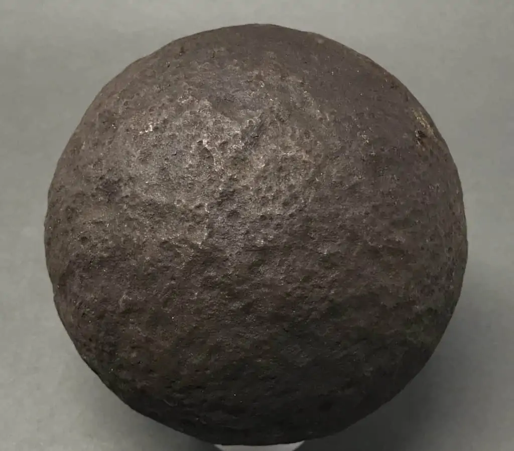 Close-up of a Civil War-era 12lb cannonball