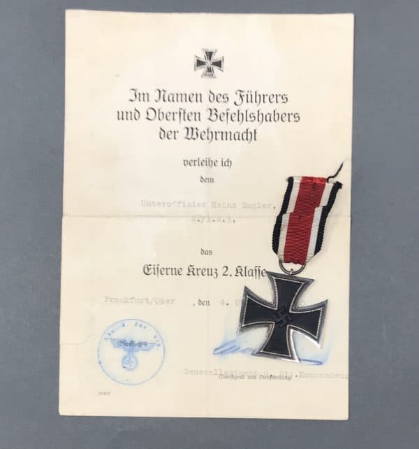 Iron Cross Second Class Medal for Sale - with Envelope, Issue Document