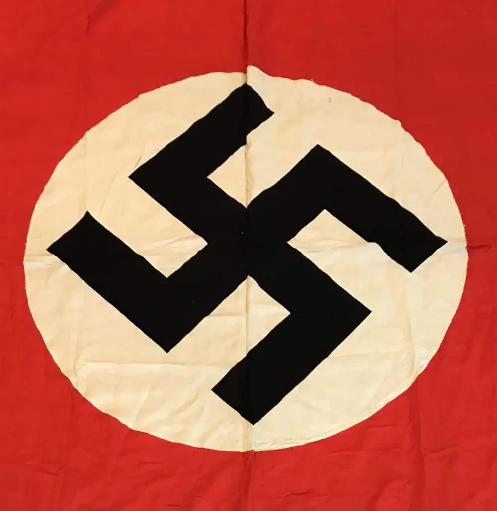 Close-up of the Nazi Party flag with SS markings, WWII era, displayed in full