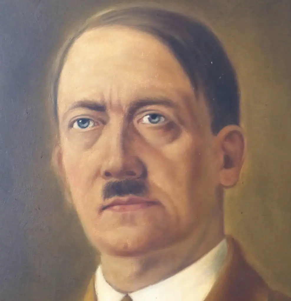 Close-up of Adolf Hitler's facial expression in the life-size painting by Conrad Hommel